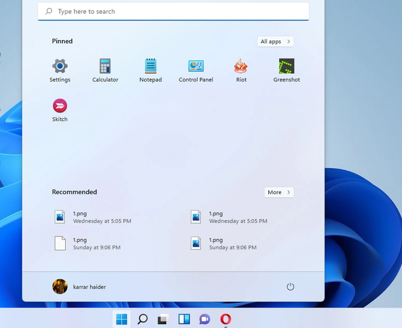Меню «Пуск» Windows 11