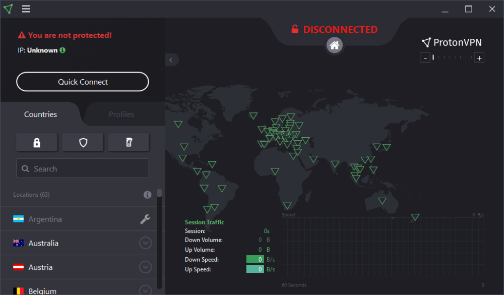 dashboard utente protonvpn