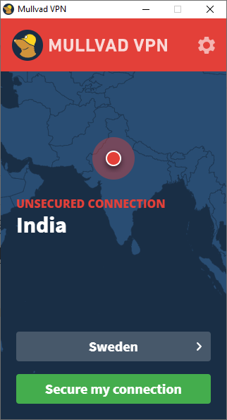 Муллвад VPN пользовательский интерфейс