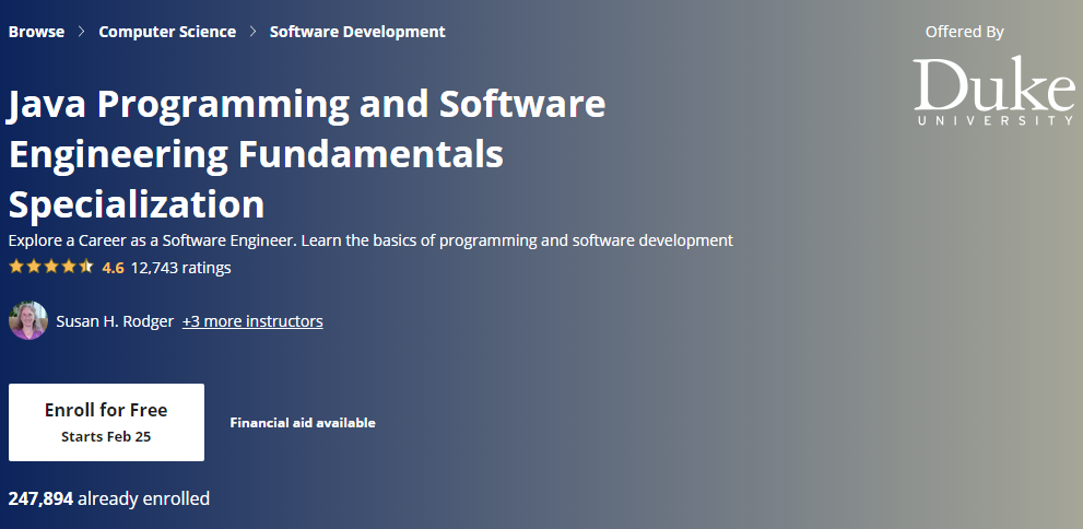 تخصص أساسيات برمجة جافا وهندسة البرمجيات