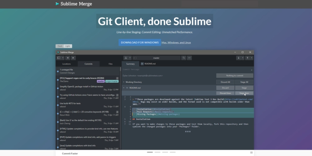 Sublime fusionner une interface graphique Git