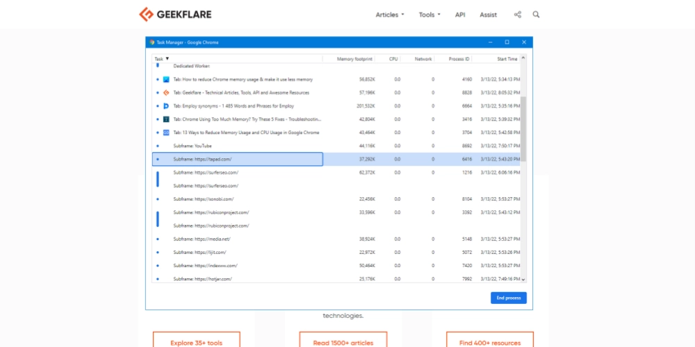 Chrome 작업 관리자를 사용하여 Chrome 메모리 사용량을 줄이는 방법