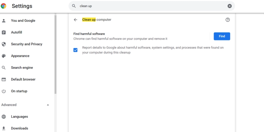 Chrome을 사용하여 컴퓨터 정리