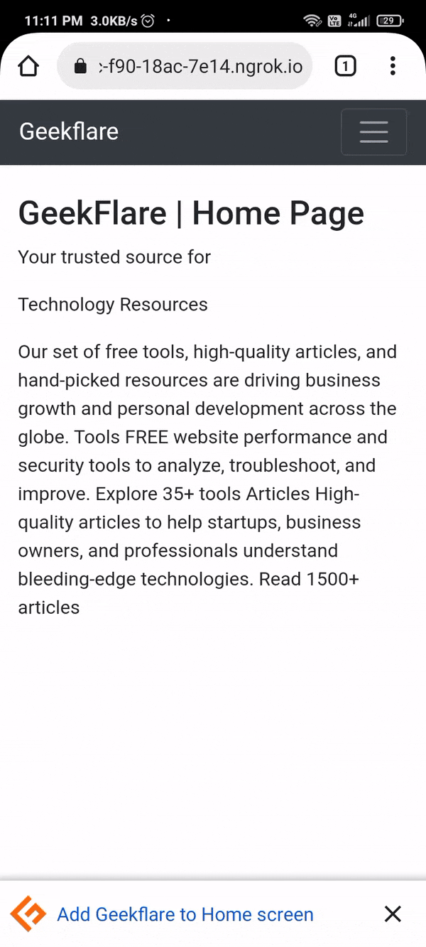 Instalación de PWA en Android Chrome