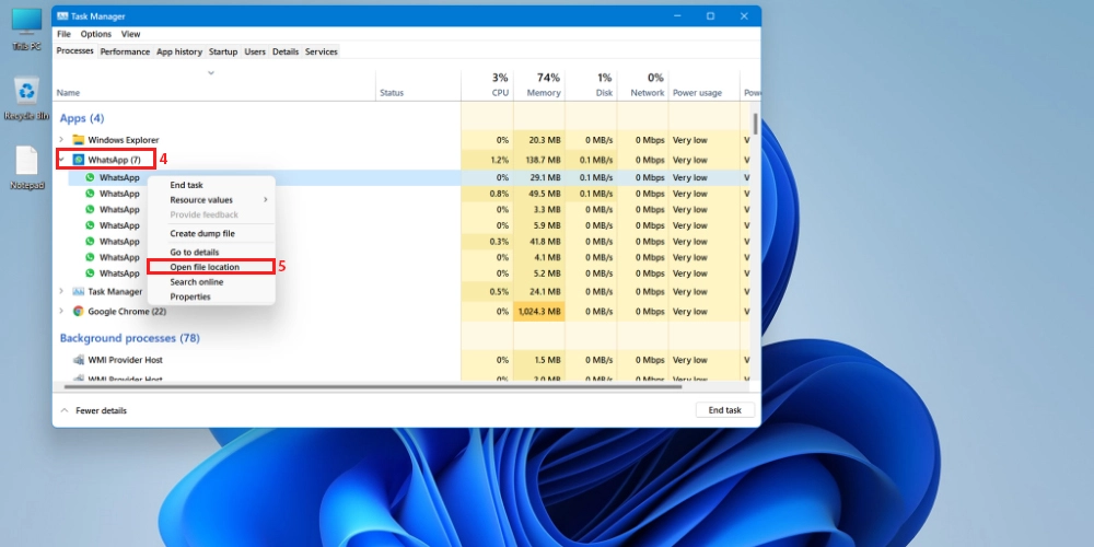 Przechodzenie do lokalizacji pliku WhatsApp