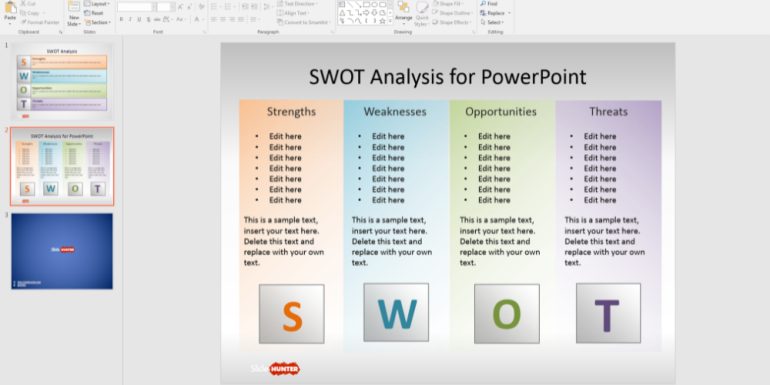 SWOT 분석의 사이드 헌터 템플릿