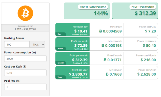 cryptocompare : calculateur de crypto-minage