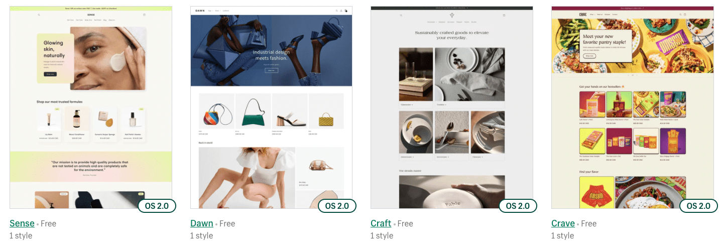 Raccolta di temi Shopify gratuiti