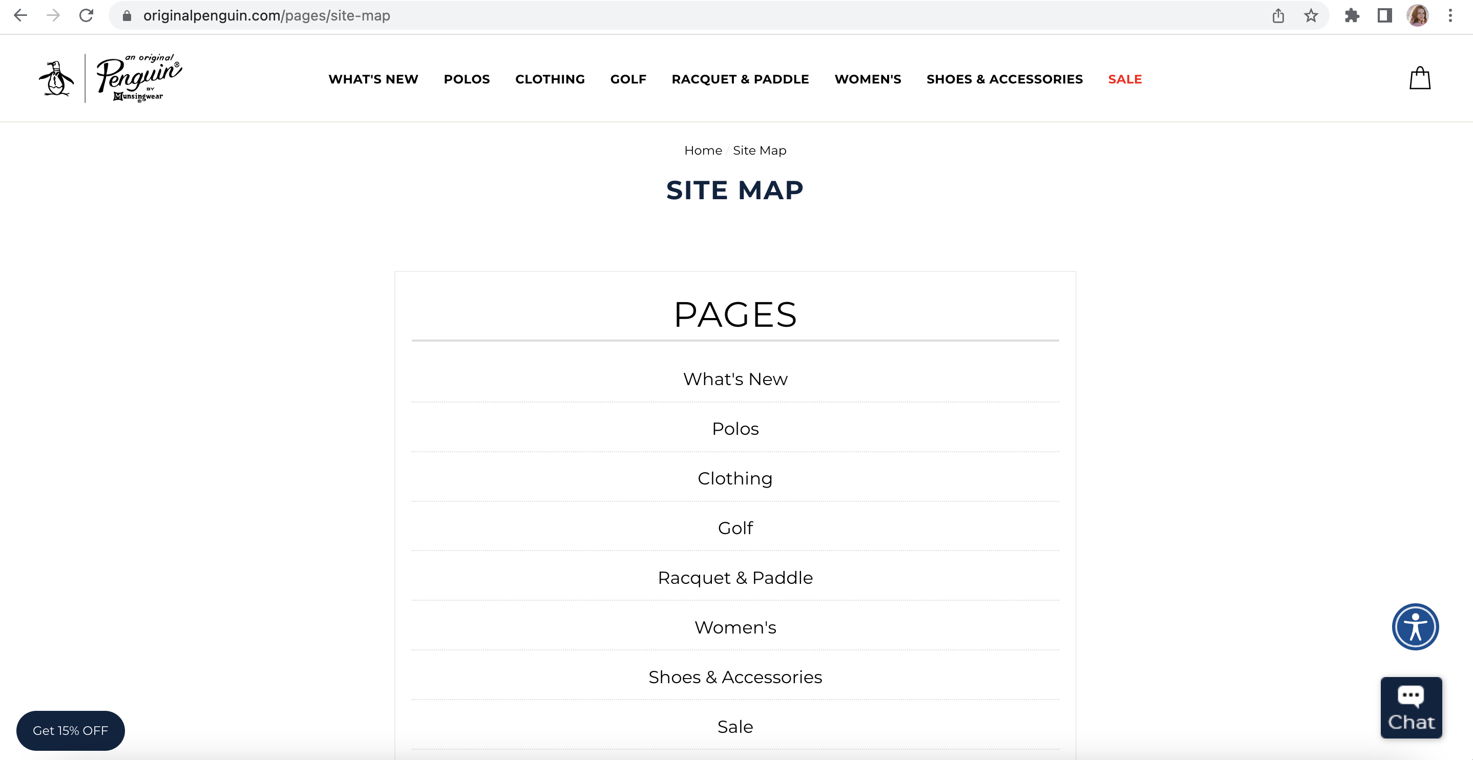 Mapa do site HTML da Shopify