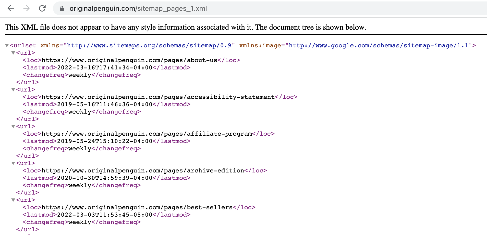 Parâmetros adicionais em um sitemap da Shopify