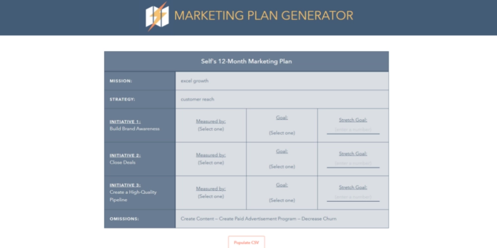 Generator planu marketingowego HubSpot