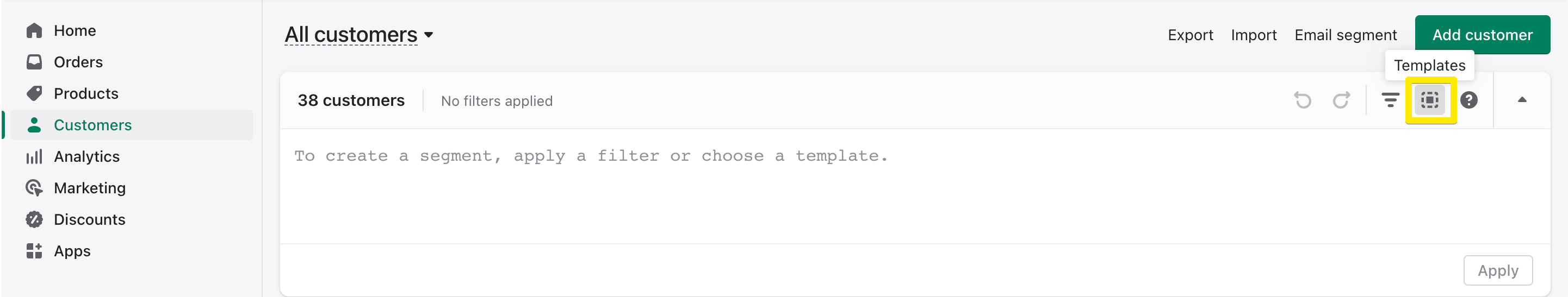 Shopifyのセグメンテーションテンプレート