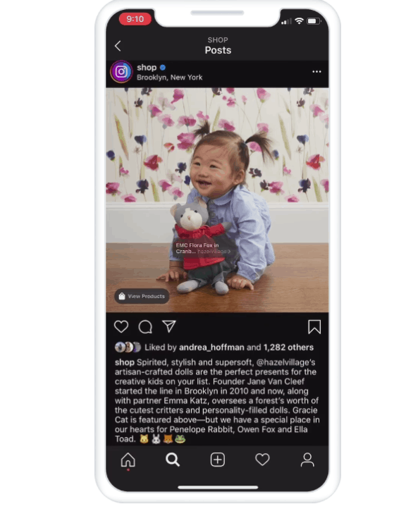 Instagram'da alışveriş yapılabilir gönderinin ekran görüntüsü
