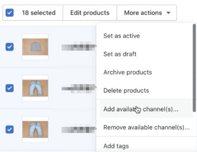 Aggiungi il canale di vendita disponibile per sincronizzare il catalogo dei prodotti Shopify. Scegli l'opzione TikTok.