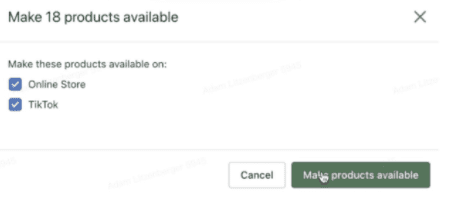 Rendi i prodotti disponibili sul canale di vendita TikTok.