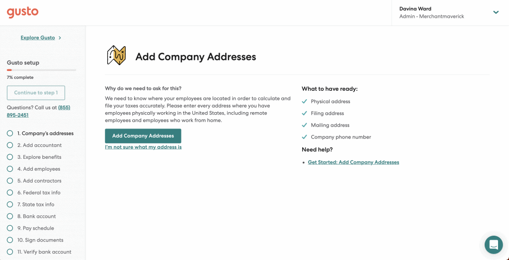 gusto 工资单入职