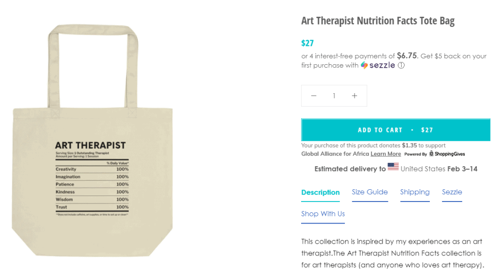 Shopify 商店与产品页面上的慈善捐赠美元金额。