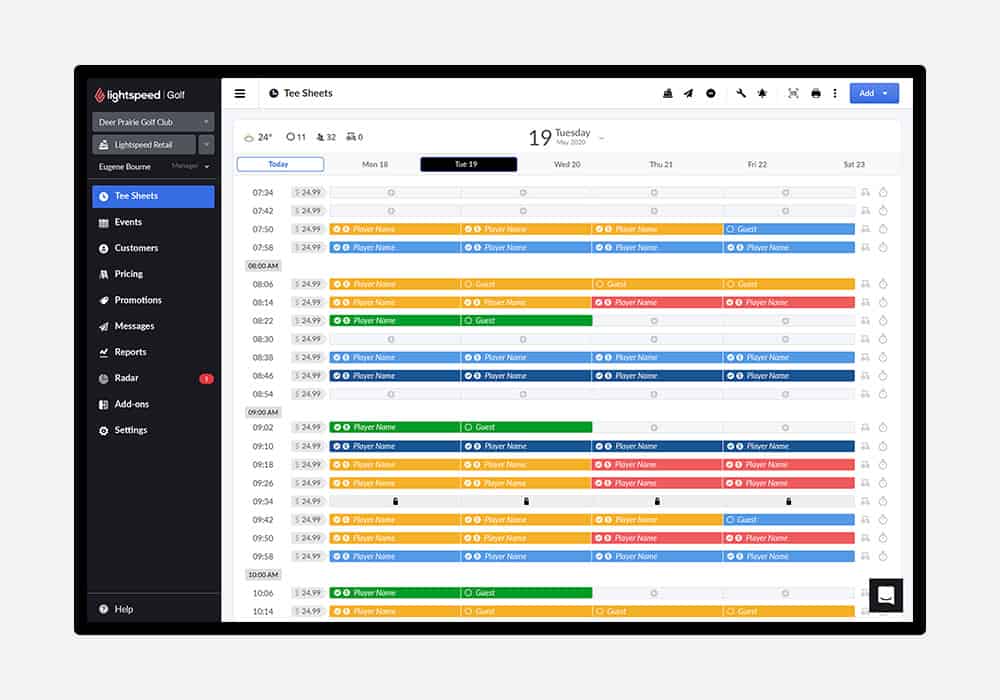 point de vente de golf lightspeed
