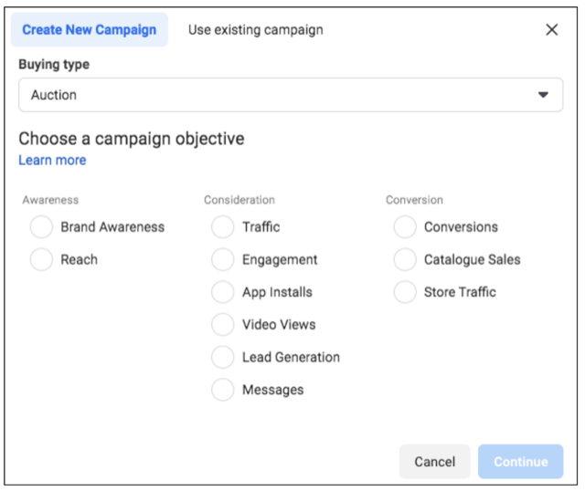 Cel kampanii na Facebooku