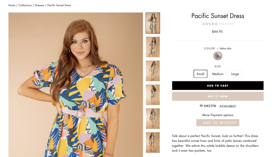 Tangkapan layar halaman produk The Willow Tree