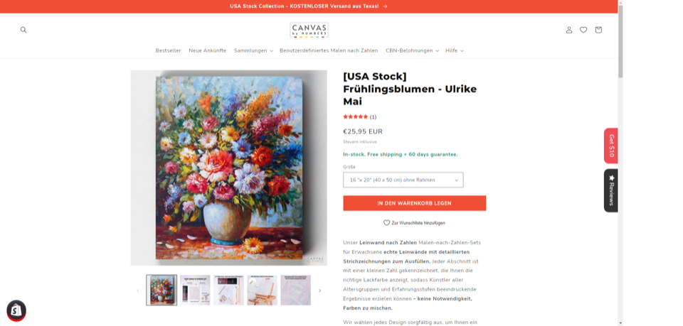 USA 재고에서 가져온 독일어 제품 페이지