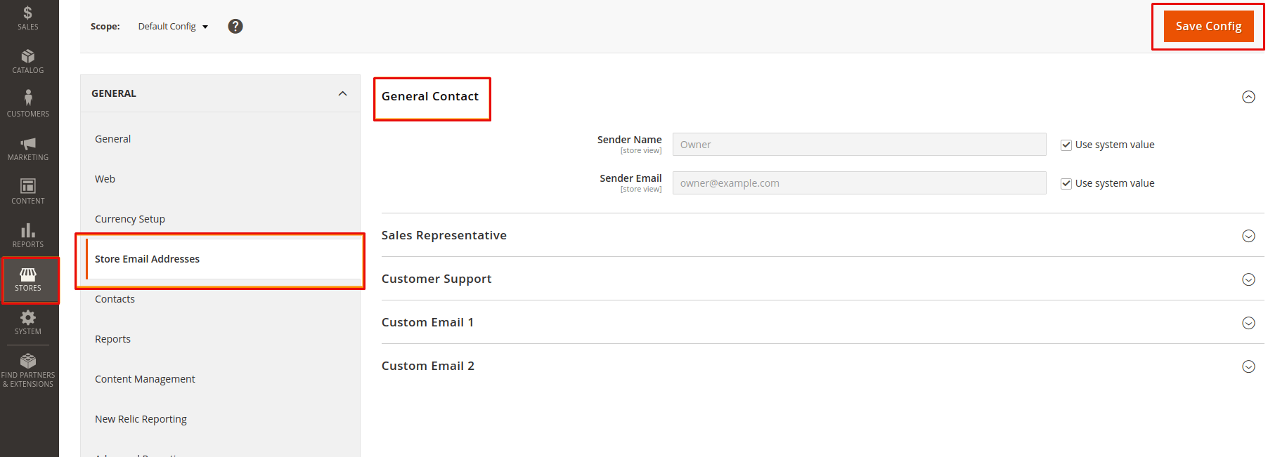 إنشاء عناوين البريد الإلكتروني الخاصة بالمتجر