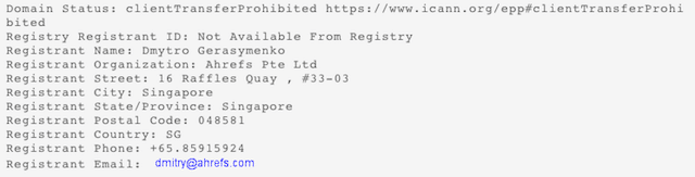 Ahrefs Who.is records