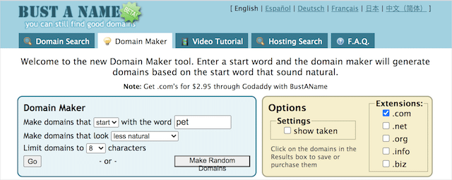 Bust a Name Settings