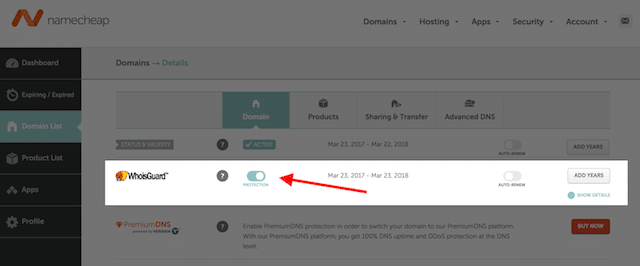 Namecheap Whois Guard