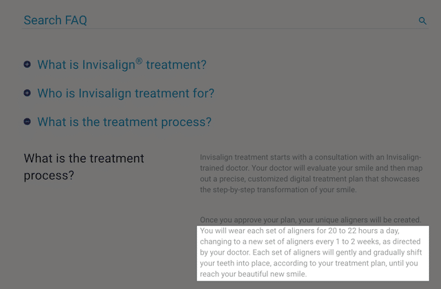 Invisalign FAQ 페이지