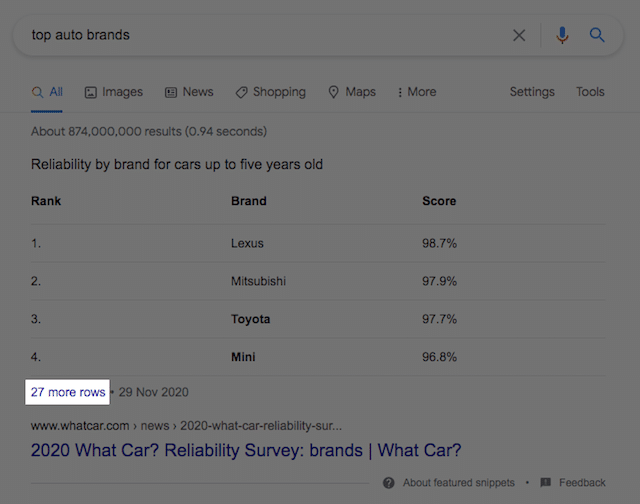 추천 스니펫 추가 행 링크