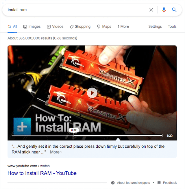 비디오 스니펫 예