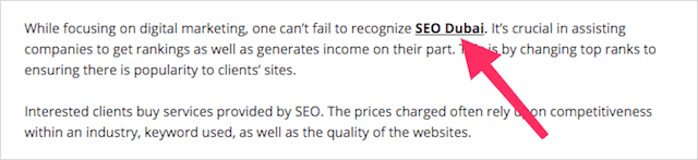 콘텐츠에서 정확히 일치 앵커 텍스트