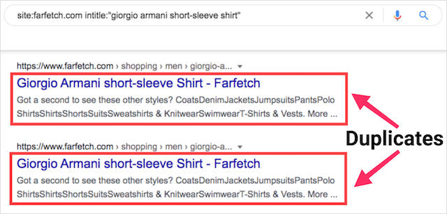 Listados de Serp duplicados