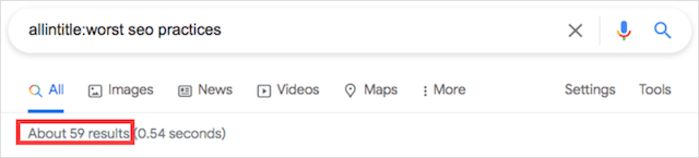 Ejemplo de operador de búsqueda de todo en el título