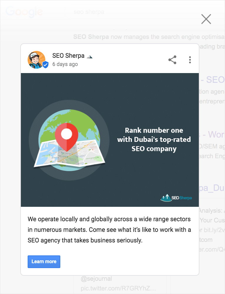 مثال على Google Post