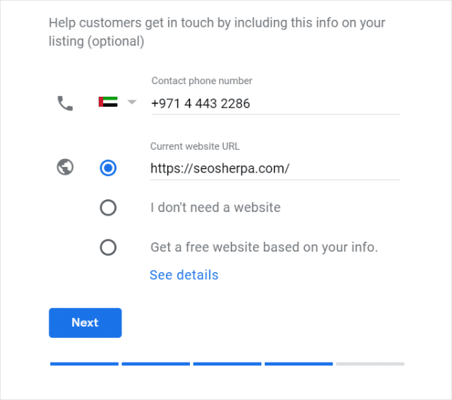 أضف معلومات الاتصال إلى Google My Business