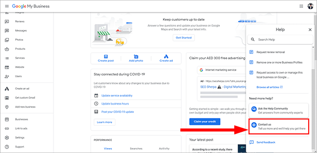 زر "اتصل بنا" في "نشاطي التجاري على Google"