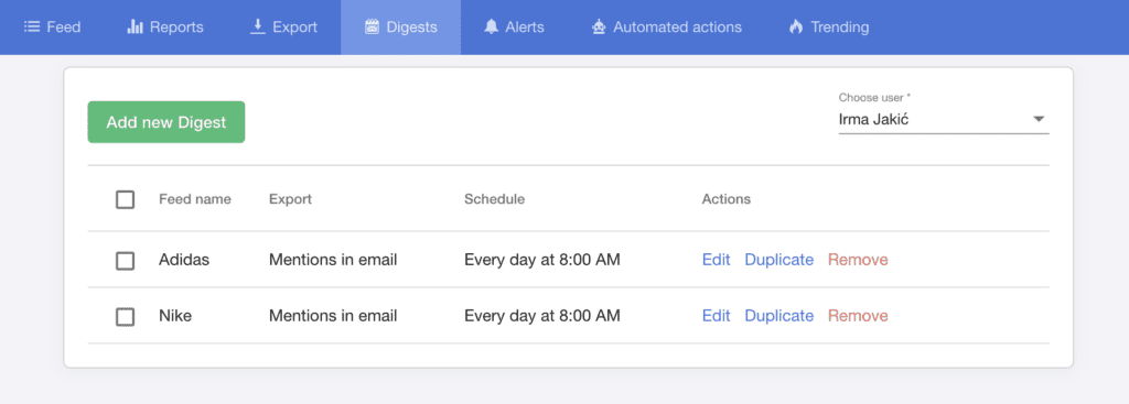 Laporan ringkasan penyebutan kata kunci