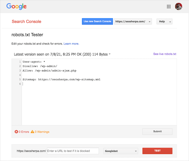 Herramienta de prueba de robots.txt