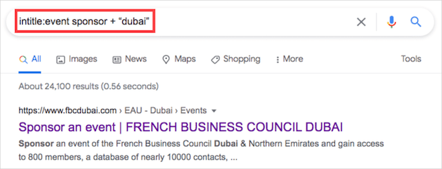 Operadores de pesquisa de patrocínio