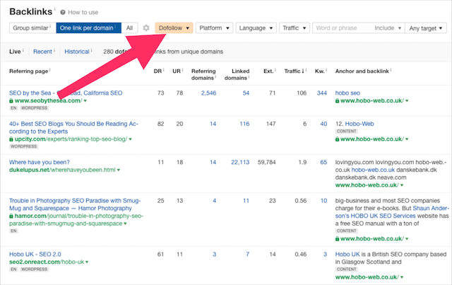 Relatório de Backlinks Ahrefs
