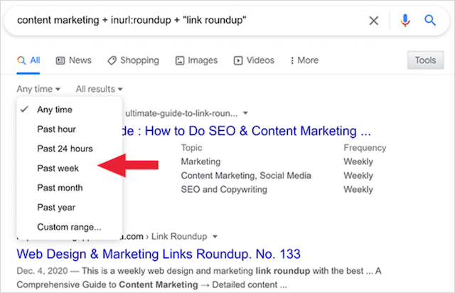 Filtro SERP a qualquer momento
