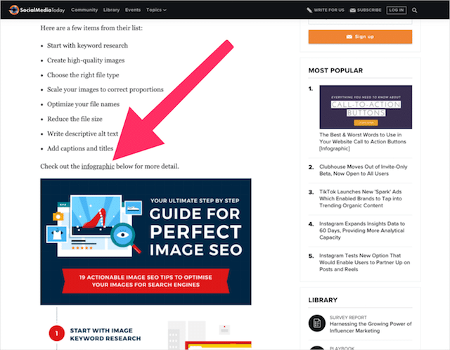 Criação de links de imagem