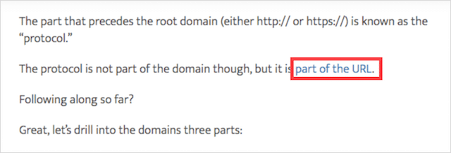 Exemplo de texto de âncora interna