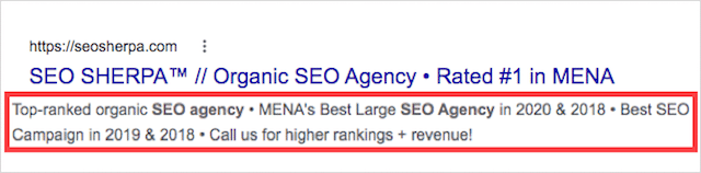 SERP의 설명 태그