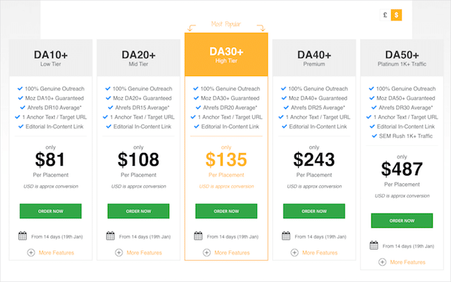링크 공급업체 가격