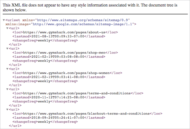 Exemple de plan de site XML