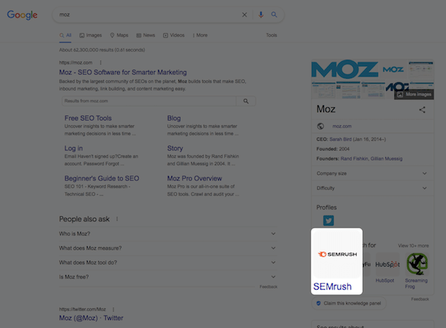 Semrushナレッジパネル