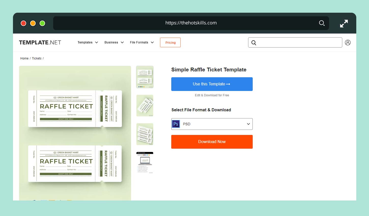 Word de Modelo de Bilhete de Rifa Simples